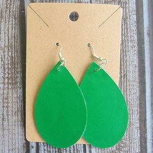 Green Faux Leather Earrings